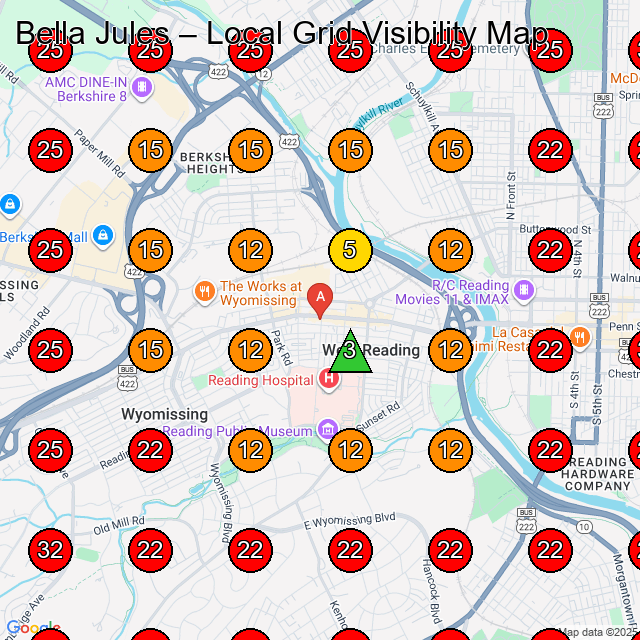 Bella Jules GeoGrid visibility map for Roofing Contractor in Wernersville